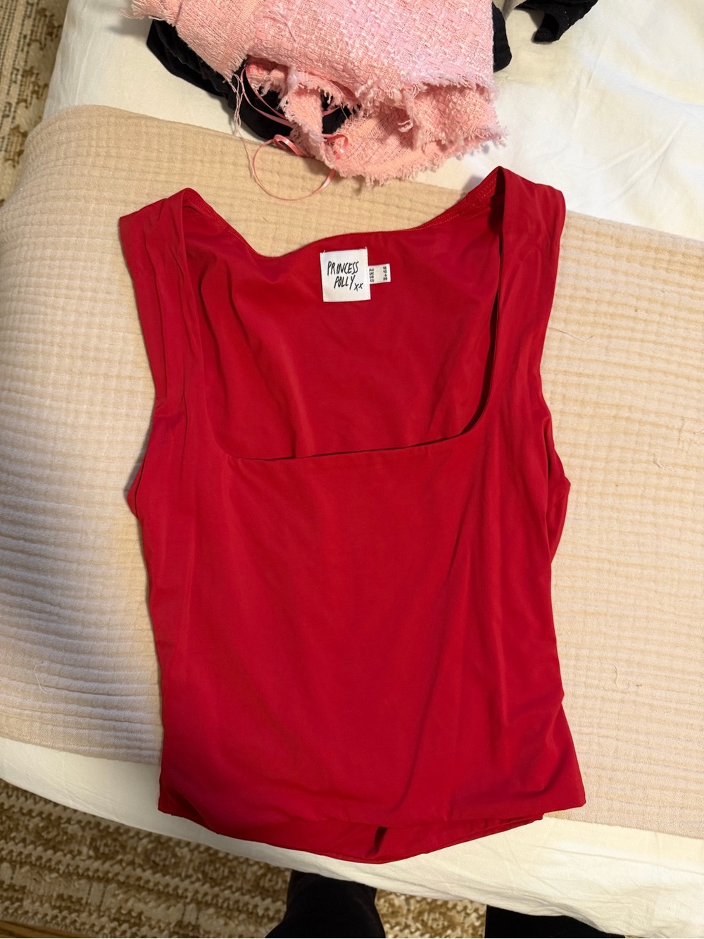 Princess Polly Red Square Neck Tank Top